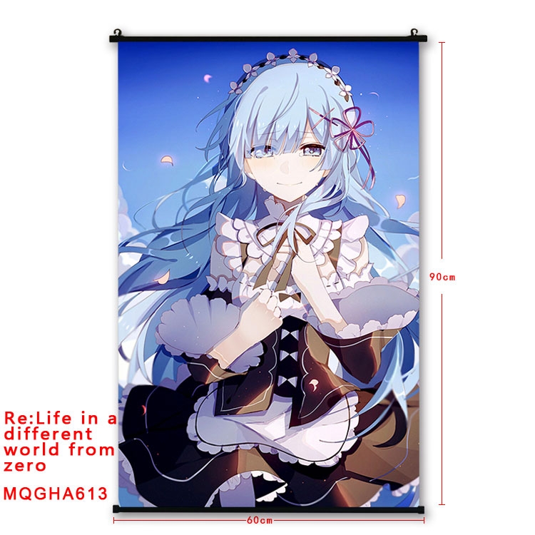 Re:Zero kara Hajimeru Isekai Seikatsu Anime plastic pole cloth painting Wall Scroll 60X90CM  MQGHA613