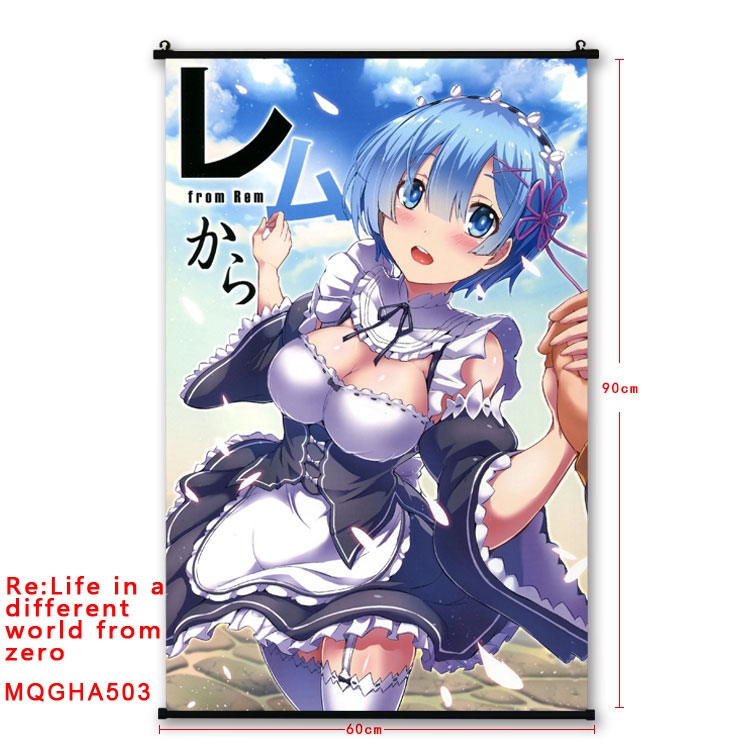 Re:Zero kara Hajimeru Isekai Seikatsu Anime plastic pole cloth painting Wall Scroll 60X90CM  MQGHA503