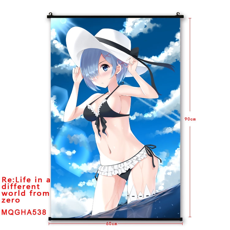 Re:Zero kara Hajimeru Isekai Seikatsu Anime plastic pole cloth painting Wall Scroll 60X90CM  MQGHA538