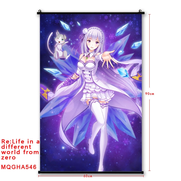 Re:Zero kara Hajimeru Isekai Seikatsu Anime plastic pole cloth painting Wall Scroll 60X90CM  MQGHA546