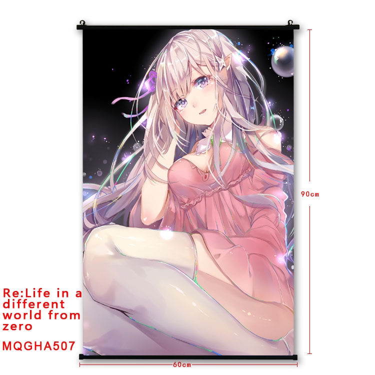 Re:Zero kara Hajimeru Isekai Seikatsu Anime plastic pole cloth painting Wall Scroll 60X90CM  MQGHA507