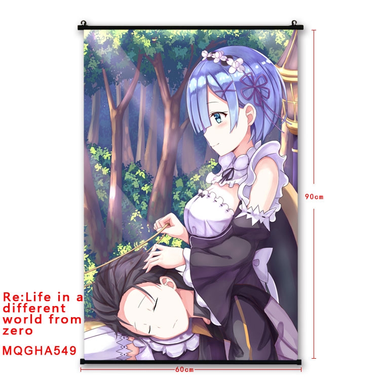 Re:Zero kara Hajimeru Isekai Seikatsu Anime plastic pole cloth painting Wall Scroll 60X90CM  MQGHA549