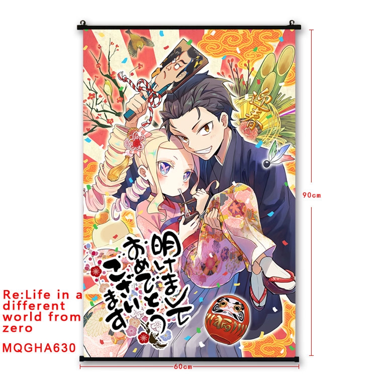 Re:Zero kara Hajimeru Isekai Seikatsu Anime plastic pole cloth painting Wall Scroll 60X90CM  MQGHA630