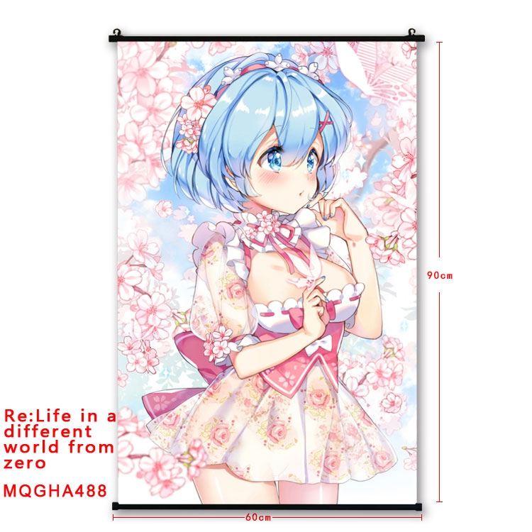 Re:Zero kara Hajimeru Isekai Seikatsu Anime plastic pole cloth painting Wall Scroll 60X90CM  MQGHA488
