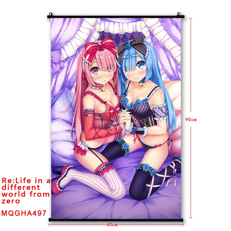 Re:Zero kara Hajimeru Isekai Seikatsu Anime plastic pole cloth painting Wall Scroll 60X90CM  MQGHA497