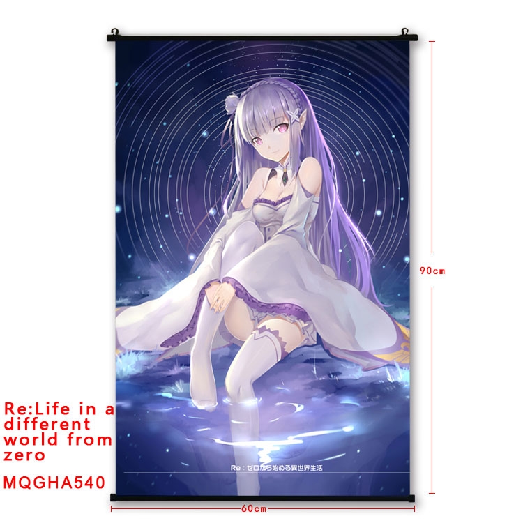 Re:Zero kara Hajimeru Isekai Seikatsu Anime plastic pole cloth painting Wall Scroll 60X90CM  MQGHA540