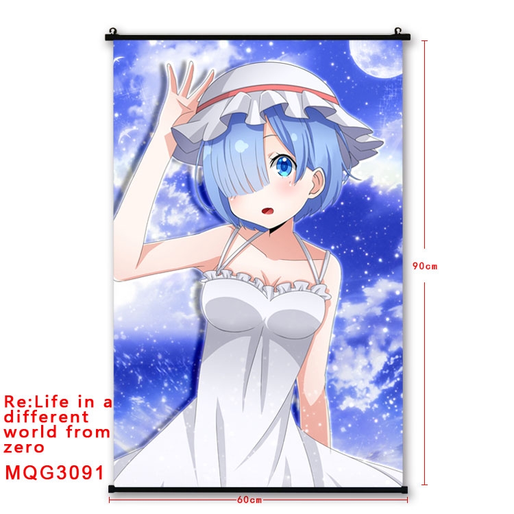 Re:Zero kara Hajimeru Isekai Seikatsu Anime plastic pole cloth painting Wall Scroll 60X90CM  MQG3091