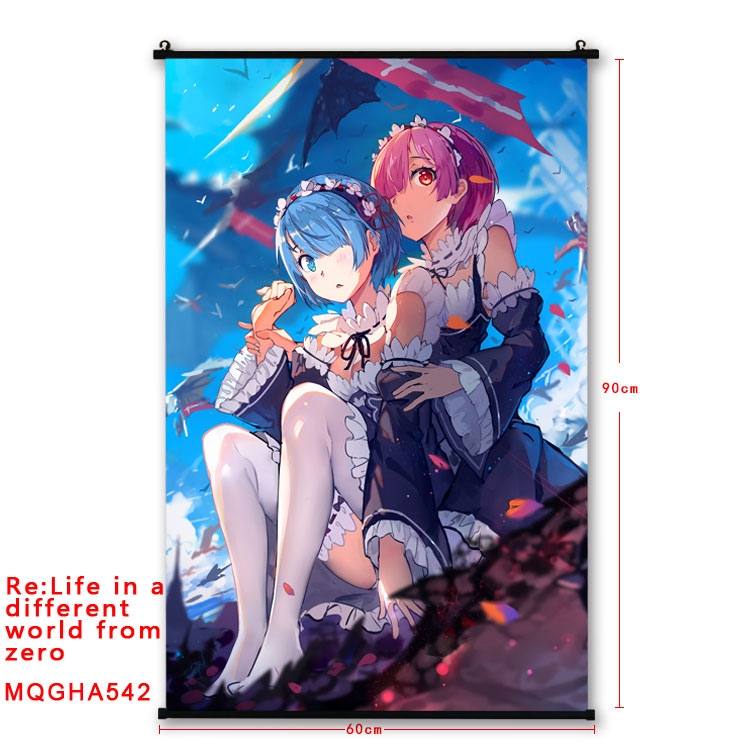 Re:Zero kara Hajimeru Isekai Seikatsu Anime plastic pole cloth painting Wall Scroll 60X90CM  MQGHA542