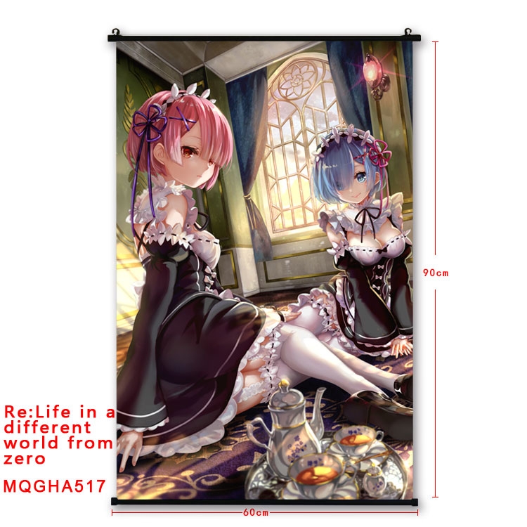 Re:Zero kara Hajimeru Isekai Seikatsu Anime plastic pole cloth painting Wall Scroll 60X90CM  MQGHA517