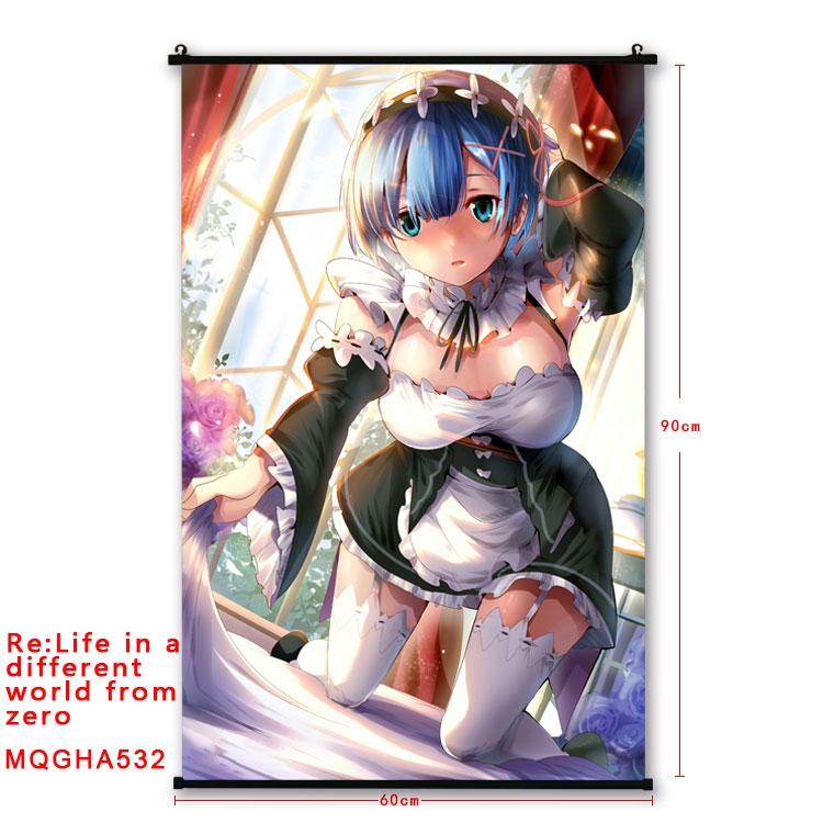 Re:Zero kara Hajimeru Isekai Seikatsu Anime plastic pole cloth painting Wall Scroll 60X90CM  MQGHA532