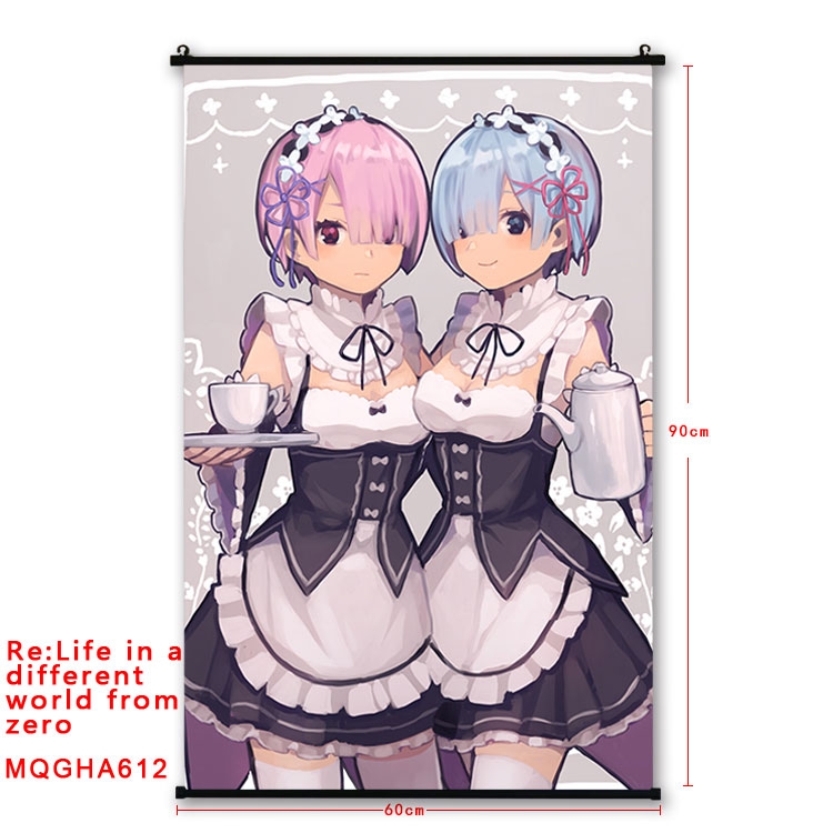 Re:Zero kara Hajimeru Isekai Seikatsu Anime plastic pole cloth painting Wall Scroll 60X90CM  MQGHA612