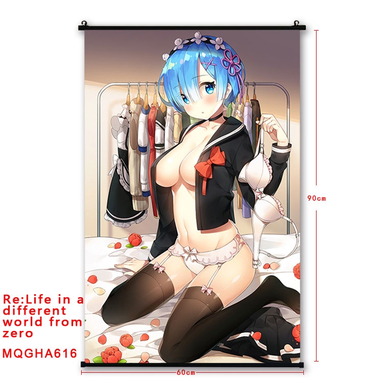 Re:Zero kara Hajimeru Isekai Seikatsu Anime plastic pole cloth painting Wall Scroll 60X90CM  MQGHA616