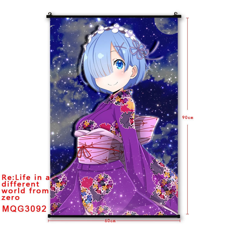 Re:Zero kara Hajimeru Isekai Seikatsu Anime plastic pole cloth painting Wall Scroll 60X90CM  MQG3092
