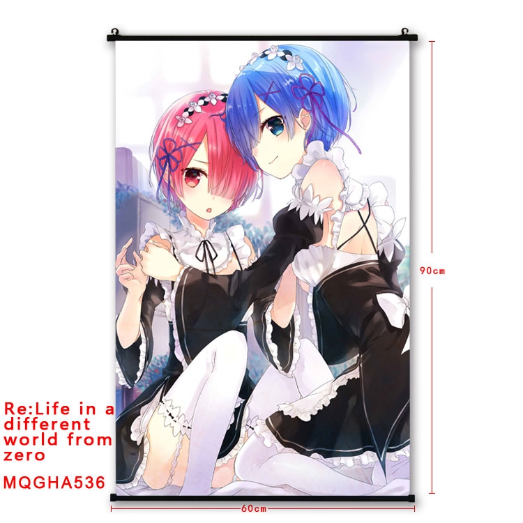 Re:Zero kara Hajimeru Isekai Seikatsu Anime plastic pole cloth painting Wall Scroll 60X90CM  MQGHA536