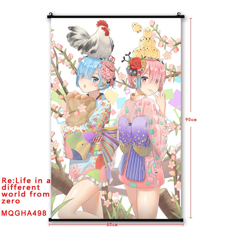 Re:Zero kara Hajimeru Isekai Seikatsu Anime plastic pole cloth painting Wall Scroll 60X90CM MQGHA498