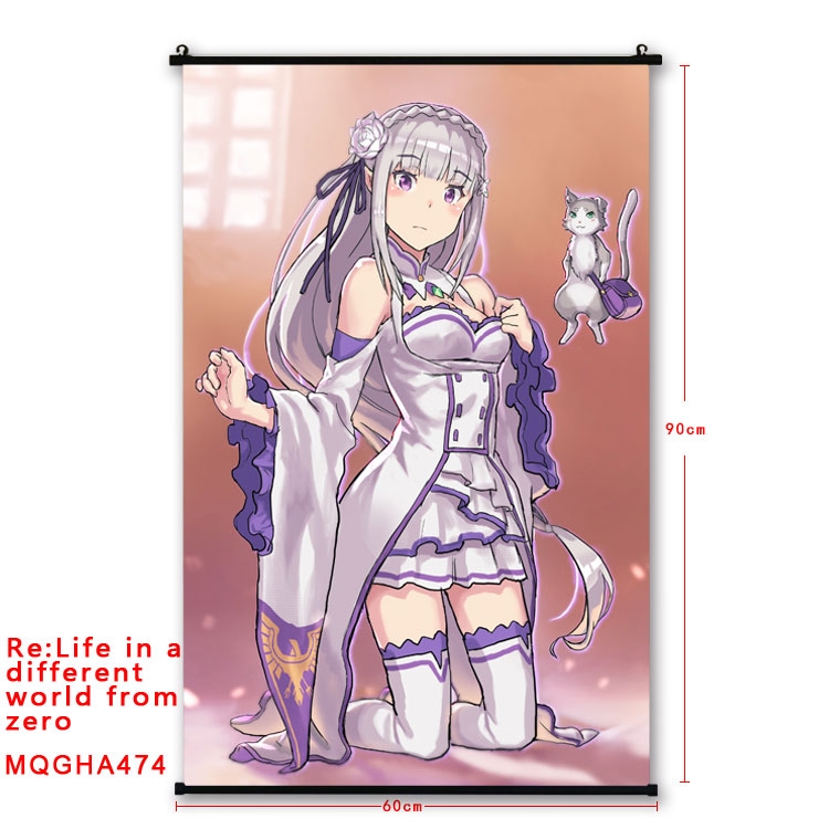 Re:Zero kara Hajimeru Isekai Seikatsu Anime plastic pole cloth painting Wall Scroll 60X90CM  MQGHA474