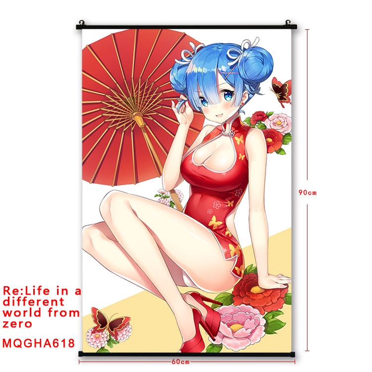Re:Zero kara Hajimeru Isekai Seikatsu Anime plastic pole cloth painting Wall Scroll 60X90CM  MQGHA618