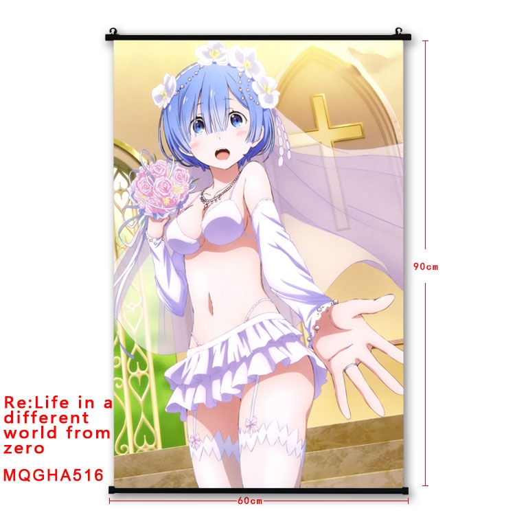 Re:Zero kara Hajimeru Isekai Seikatsu Anime plastic pole cloth painting Wall Scroll 60X90CM  MQGHA516