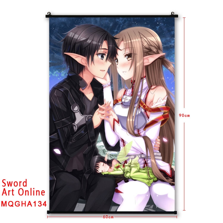 Sword Art Online Anime plastic pole cloth painting Wall Scroll 60X90CM MQGHA134