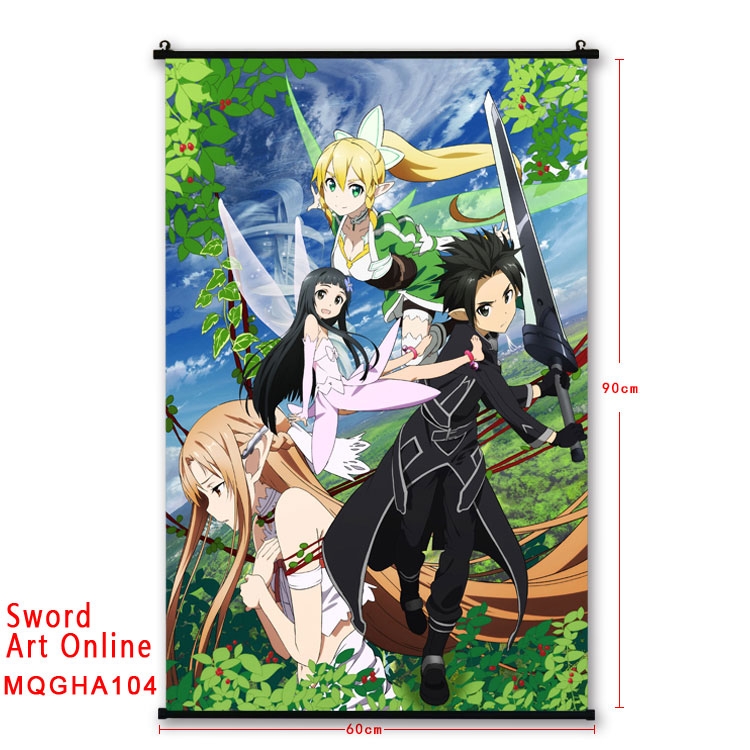 Sword Art Online Anime plastic pole cloth painting Wall Scroll 60X90CM MQGHA104