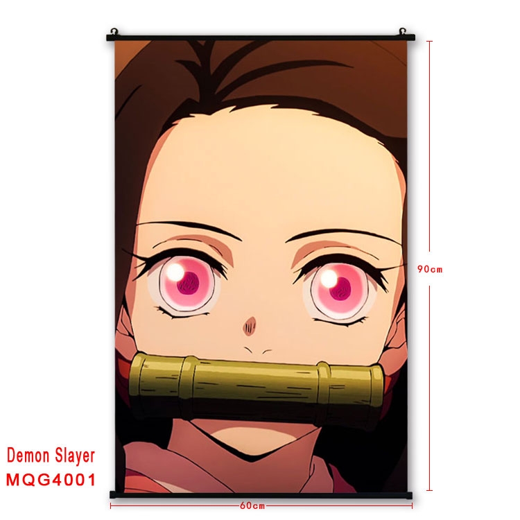 Demon Slayer Kimets Anime plastic pole cloth painting Wall Scroll 60X90CM  MQG4001