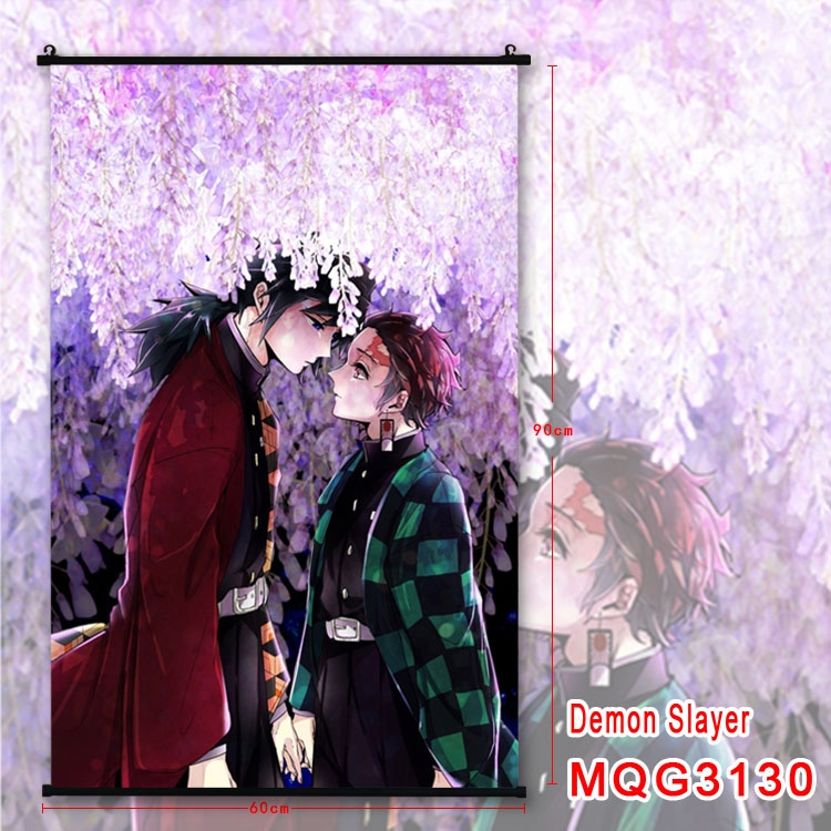 Demon Slayer Kimets Anime plastic pole cloth painting Wall Scroll 60X90CM  MQG3130