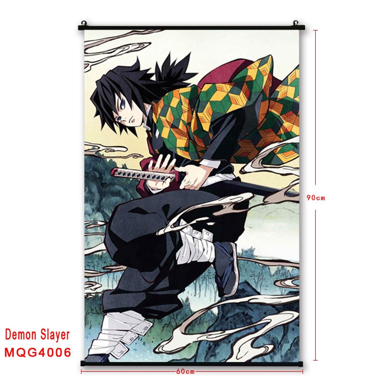 Demon Slayer Kimets Anime plastic pole cloth painting Wall Scroll 60X90CM  MQG4013