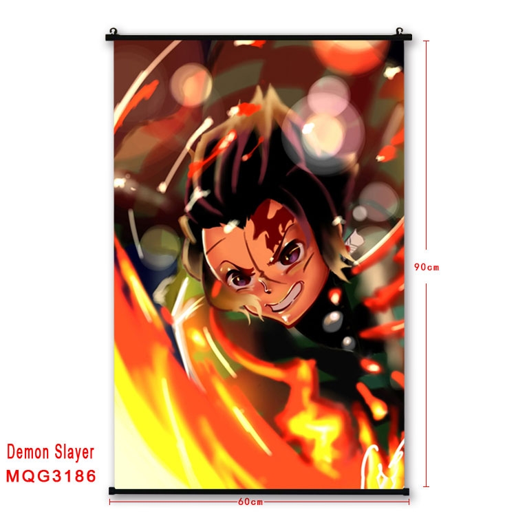 Demon Slayer Kimets Anime plastic pole cloth painting Wall Scroll 60X90CM  MQG3186