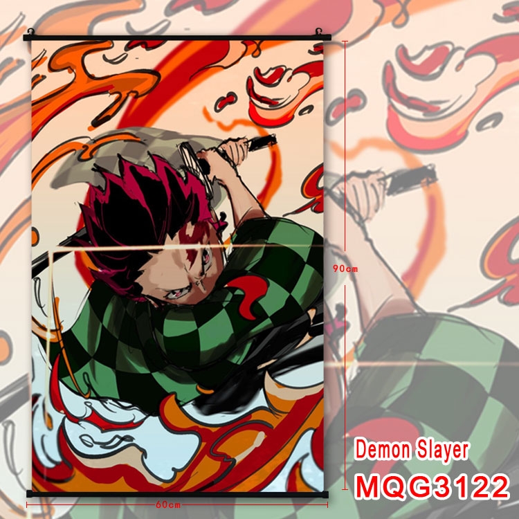 Demon Slayer Kimets Anime plastic pole cloth painting Wall Scroll 60X90CM  MQG3122