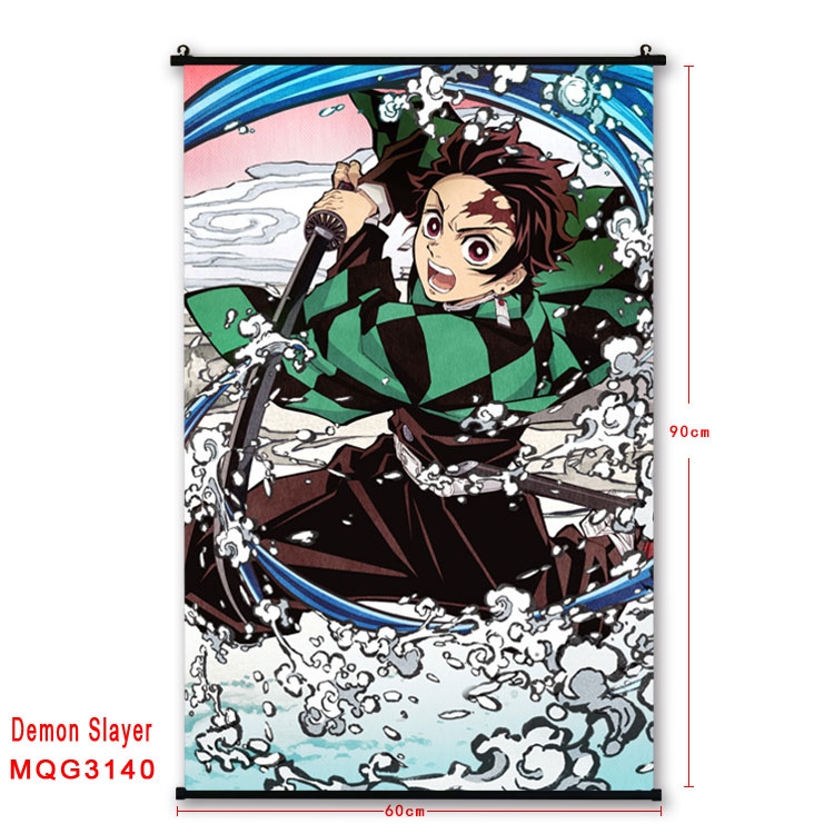 Demon Slayer Kimets Anime plastic pole cloth painting Wall Scroll 60X90CM  MQG3140