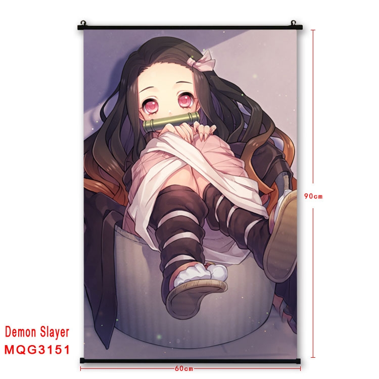 Demon Slayer Kimets Anime plastic pole cloth painting Wall Scroll 60X90CM  MQG3151