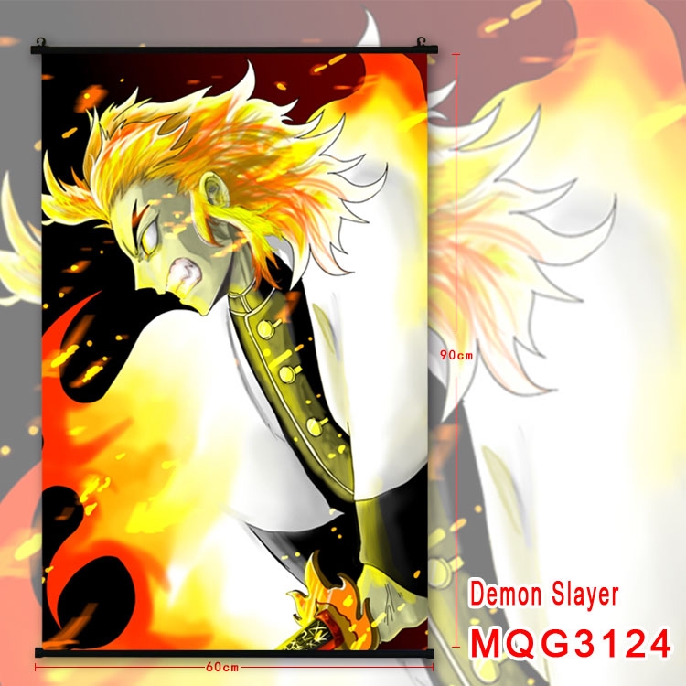 Demon Slayer Kimets Anime plastic pole cloth painting Wall Scroll 60X90CM  MQG3124