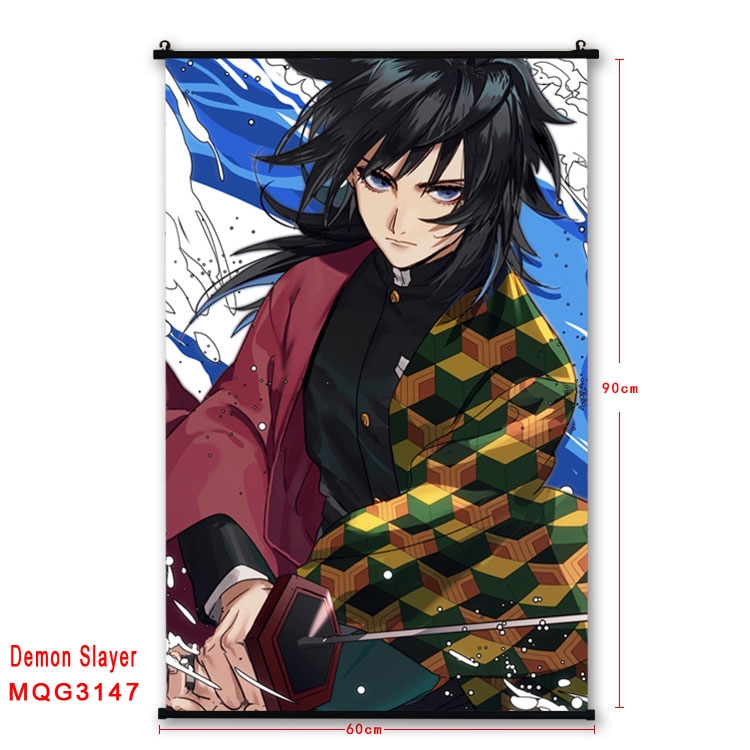 Demon Slayer Kimets Anime plastic pole cloth painting Wall Scroll 60X90CM  MQG3147