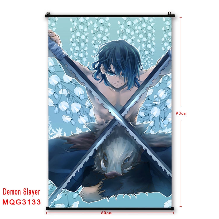 Demon Slayer Kimets Anime plastic pole cloth painting Wall Scroll 60X90CM  MQG3133
