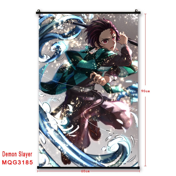 Demon Slayer Kimets Anime plastic pole cloth painting Wall Scroll 60X90CM  MQG3185