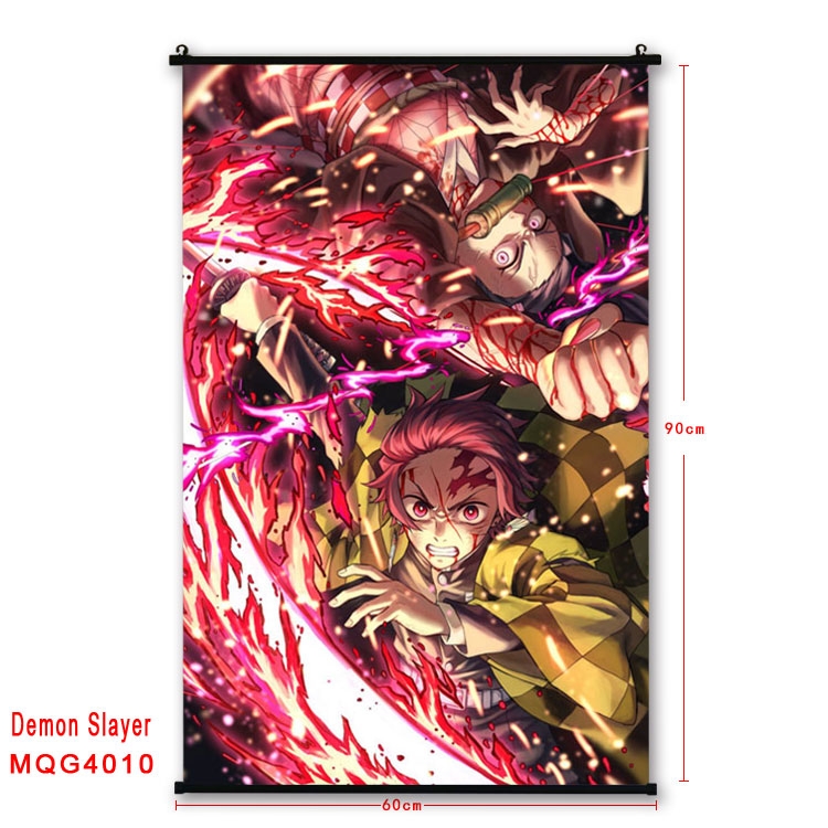 Demon Slayer Kimets Anime plastic pole cloth painting Wall Scroll 60X90CM  MQG4010