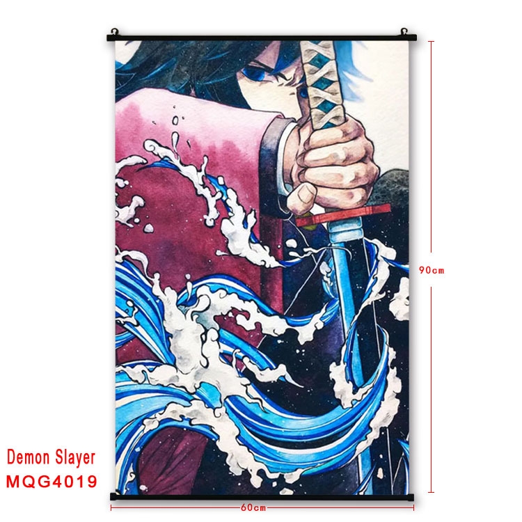 Demon Slayer Kimets Anime plastic pole cloth painting Wall Scroll 60X90CM  MQG4019