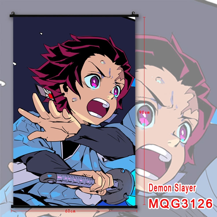 Demon Slayer Kimets Anime plastic pole cloth painting Wall Scroll 60X90CM  MQG3126
