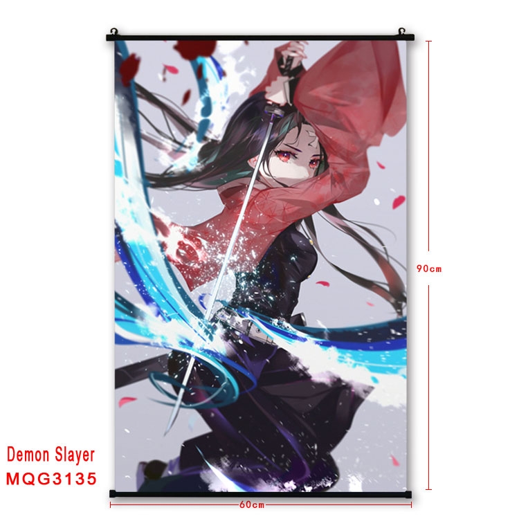 Demon Slayer Kimets Anime plastic pole cloth painting Wall Scroll 60X90CM  MQG3135