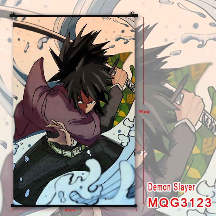 Demon Slayer Kimets Anime plastic pole cloth painting Wall Scroll 60X90CM  MQG3123