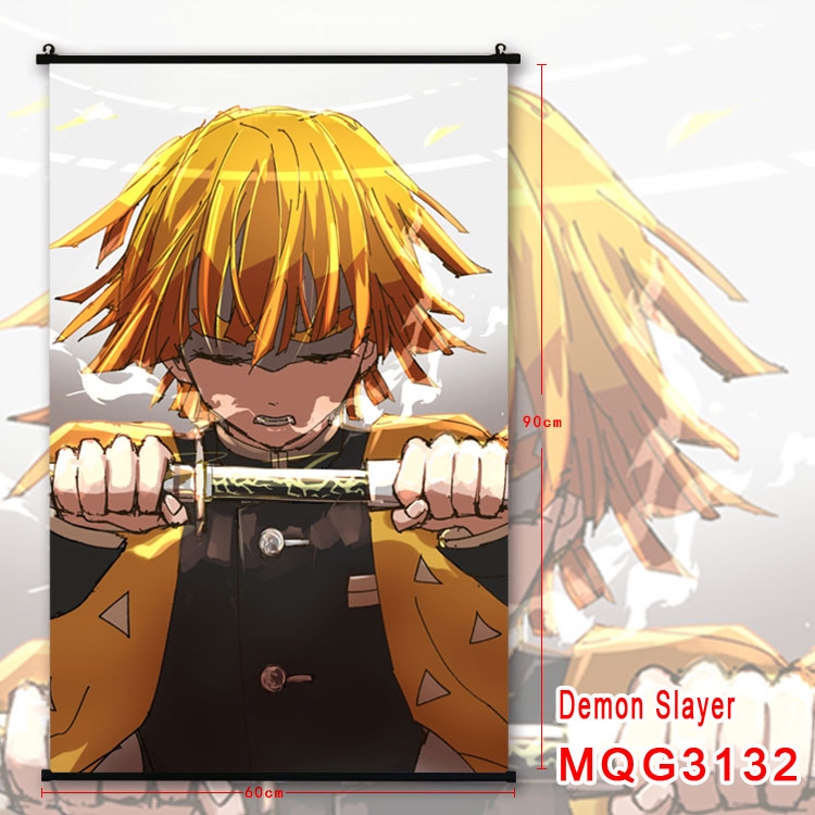 Demon Slayer Kimets Anime plastic pole cloth painting Wall Scroll 60X90CM  MQG3132