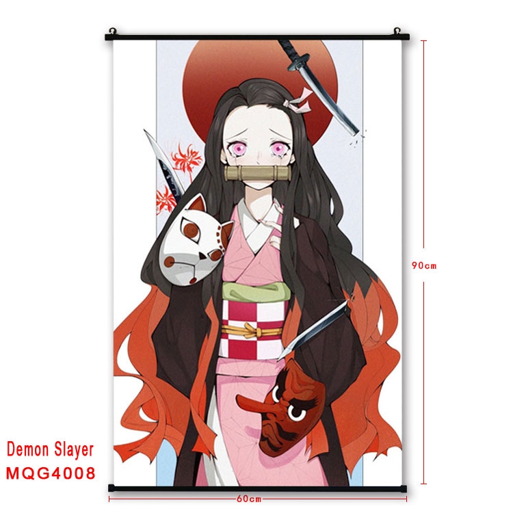Demon Slayer Kimets Anime plastic pole cloth painting Wall Scroll 60X90CM  MQG4008