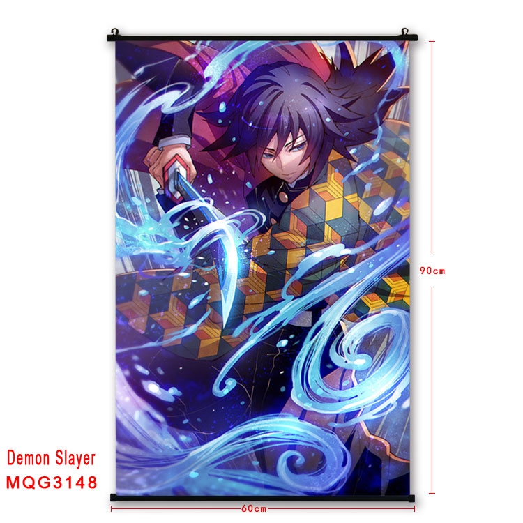 Demon Slayer Kimets Anime plastic pole cloth painting Wall Scroll 60X90CM  MQG3148