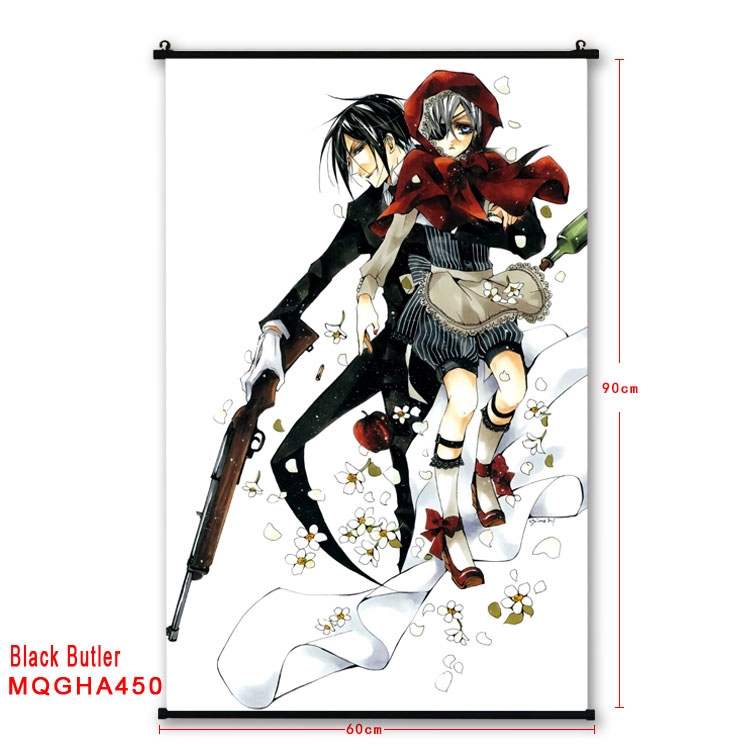 Kuroshitsuji Anime plastic pole cloth painting Wall Scroll 60X90CM MQGHA450