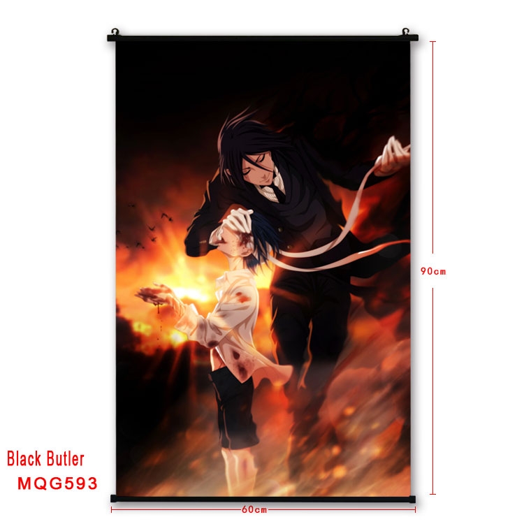 Kuroshitsuji Anime plastic pole cloth painting Wall Scroll 60X90CM MQG593