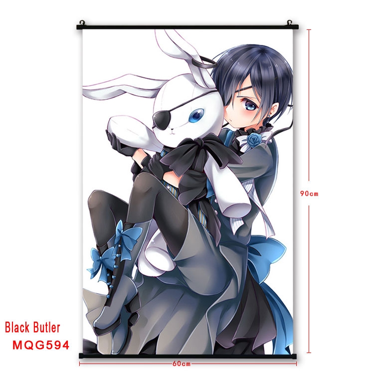 Kuroshitsuji Anime plastic pole cloth painting Wall Scroll 60X90CM MQG594
