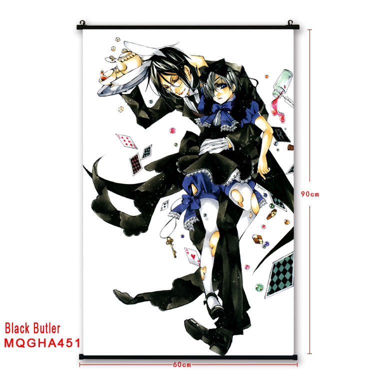 Kuroshitsuji Anime plastic pole cloth painting Wall Scroll 60X90CM MQGHA451