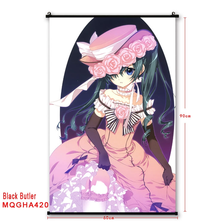 Kuroshitsuji Anime plastic pole cloth painting Wall Scroll 60X90CM MQGHA420