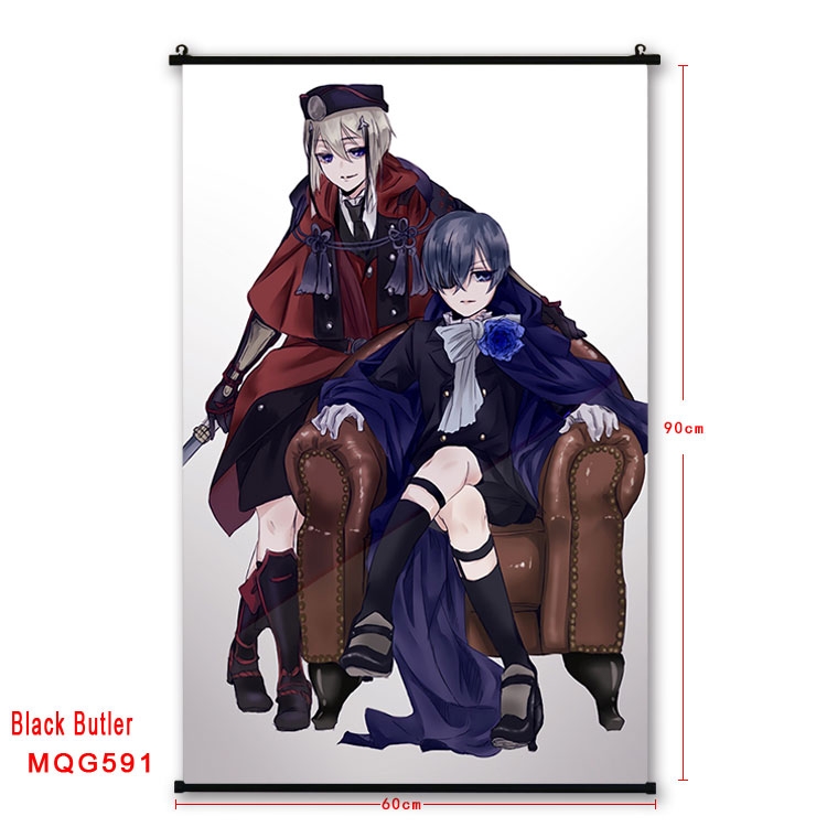 Kuroshitsuji Anime plastic pole cloth painting Wall Scroll 60X90CM MQG591