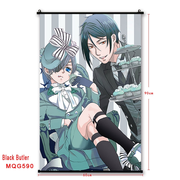 Kuroshitsuji Anime plastic pole cloth painting Wall Scroll 60X90CM MQG590